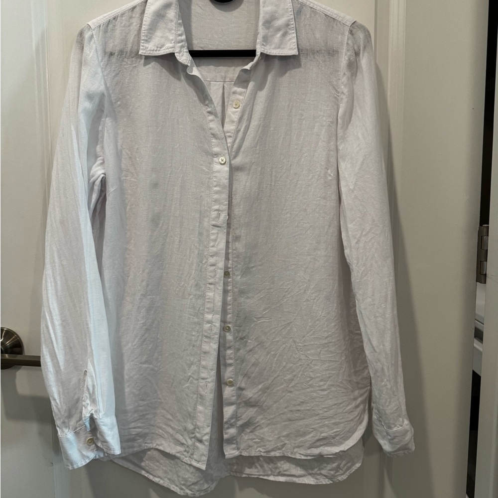 J. McLaughlin Britt Linen White Shirt